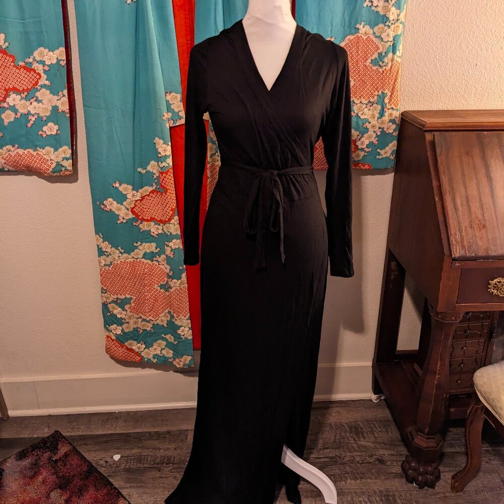 Long black wrap dress